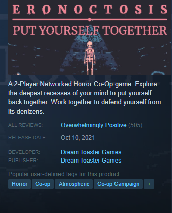 Thank you to our fantastic community for leaving reviews of their fun and/or spooky experiences! As of today, you've officially given us an Overwhelmingly Positive rating on Steam. 

Thanks to your feedback, we have more coming... Please stay tuned!  o(*^＠^*)o