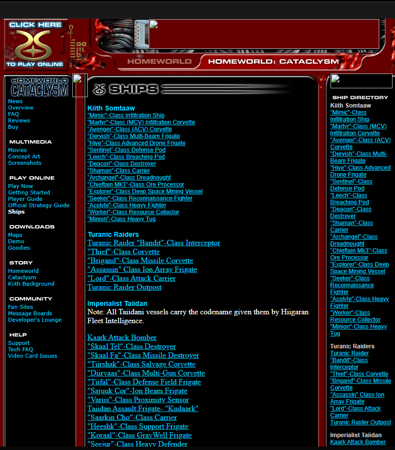 MacsLore's tweet image. I've been doing some research for a quick addenum to my recent #Homeworld #DesertsofKharak video, and long story short: The old Homeworld Cataclysm site seems to have a ton of supplemental info.

web.archive.org/web/2001041316…
 web.archive.org/web/2001030319…

web.archive.org/web/2001030217…