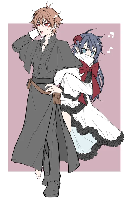 ⚠︎女体化注意⚠︎エスデュ♀/イン魔パロ落書き
振り回されがち神父エスくん 