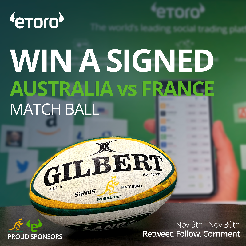 eToroAU's tweet photo. We've got another GIVEAWAY😏

WIN a signed match ball from Australia vs France series, signed by both captains 🏉

To win:
1️⃣Tell us how rugby is like investing👇
2️⃣FOLLOW us @eToroAU
3️⃣Retweet this post

The best answer will win!😏

Good Luck💚