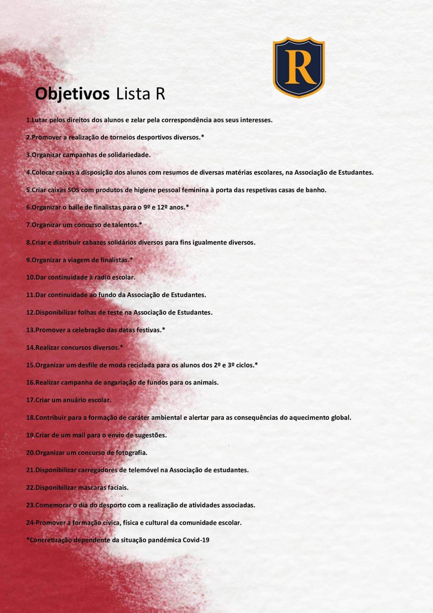 lista_R_ebso's tweet photo. Aqui apresentamos os objetivos para fazer da escola um lugar melhor. Vota R!💙 https://t.co/hmGee358mu