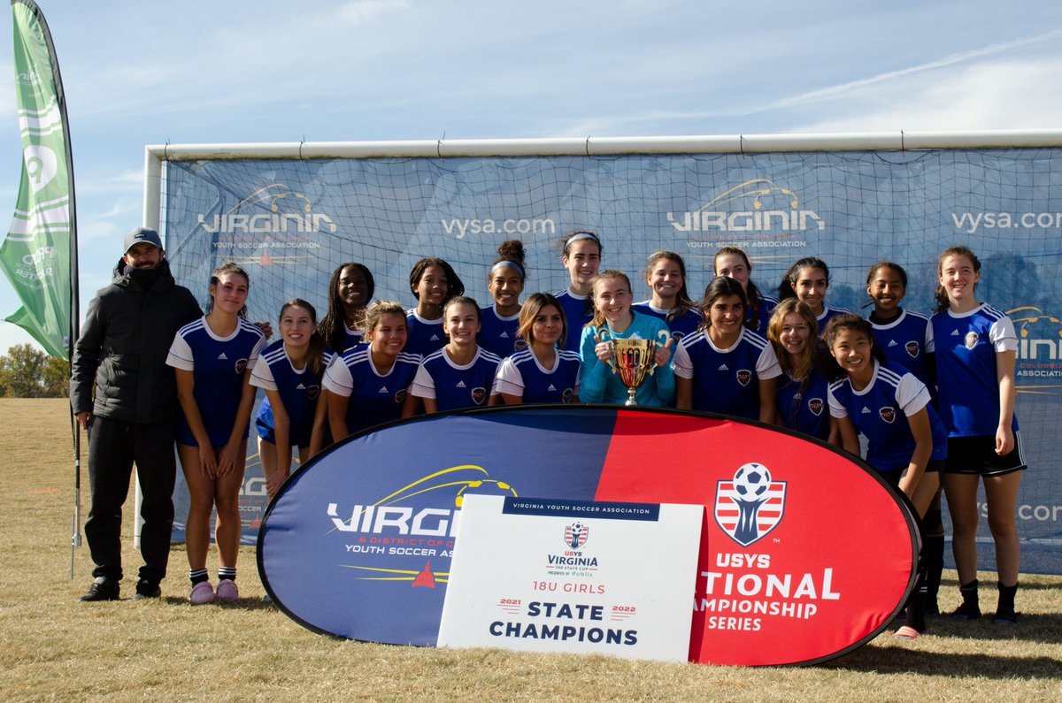 vayouthsoccer's tweet photo. 𝗨𝟭𝟴 𝗩𝗶𝗿𝗴𝗶𝗻𝗶𝗮 𝗦𝘁𝗮𝘁𝗲 𝗖𝘂𝗽 𝗖𝗵𝗮𝗺𝗽𝗶𝗼𝗻𝘀
Congratulations to @dmv_fc's U18 Girls!
🏆#THEStateCup #VAproud https://t.co/TT8grDClvD