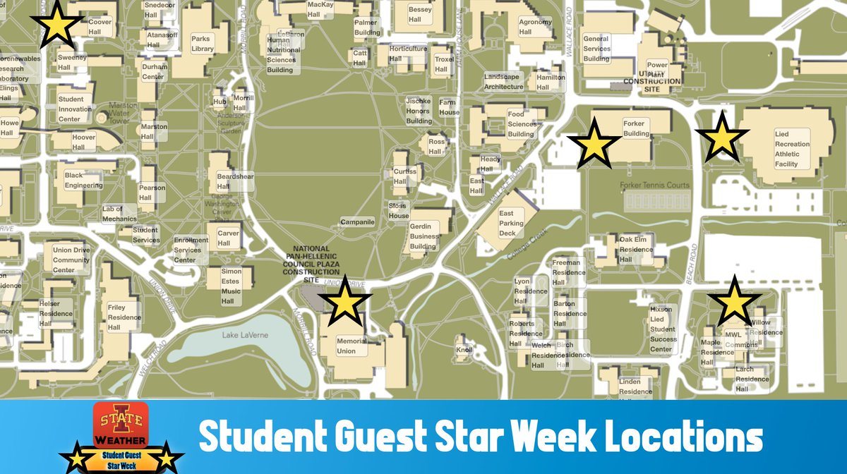 IowaStateWX's tweet photo. Who's ready for Student Guest Star Week?

We have a great lineup of students from all over campus to share their stories this week.

They have all chosen locations important to their Iowa State experience as their backdrops.

It all starts tomorrow morning! https://t.co/Iw4OSRGMPc