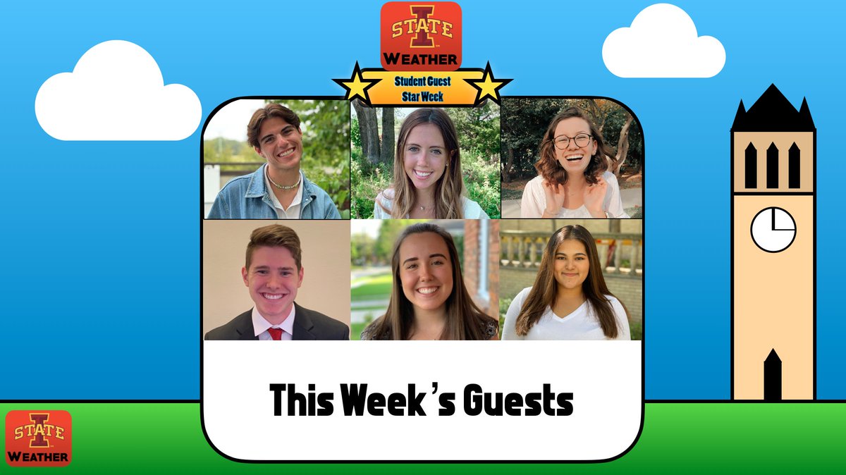 IowaStateWX's tweet photo. Who's ready for Student Guest Star Week?

We have a great lineup of students from all over campus to share their stories this week.

They have all chosen locations important to their Iowa State experience as their backdrops.

It all starts tomorrow morning! https://t.co/Iw4OSRGMPc