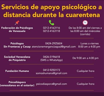 psicsiente's tweet photo. Cuentas para atención psicológica inmediata y gratis en #Venezuela, confidencial, puedes hablar de los miedos al covid. 

Haz rt y ayuda a alguien que lo necesite. 

B.

#Problemas #SaludMental #Ansiedad #Miedo https://t.co/RDsFok1vDM