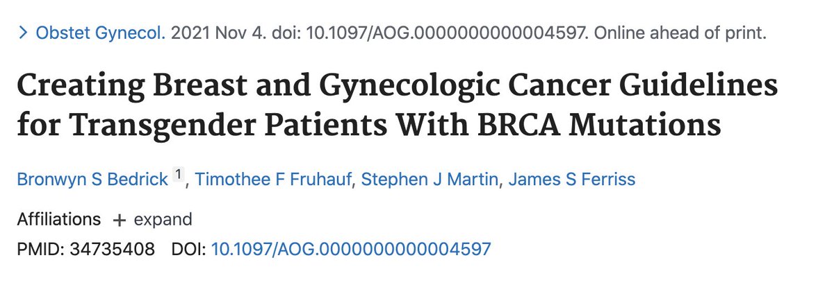 Johns HopkinsGynOB (@hopkinsgynob) on Twitter photo Hot off the press commentary in the <a href="/greenjrnl/">The Green Journal</a> on the need for greater #inclusion of transgender patients in medicine and #research, especially for #gyn #Cancer 🔥📗👏
<a href="/HopkinsGynOnc/">The Hopkins Kelly Gynecologic Oncology Service</a> <a href="/BronwynBedrick/">Bronwyn Bedrick</a>
pubmed.ncbi.nlm.nih.gov/34735408/ Hot off the press commentary in the <a href="/greenjrnl/">The Green Journal</a> on the need for greater #inclusion of transgender patients in medicine and #research, especially for #gyn #Cancer 🔥📗👏
<a href="/HopkinsGynOnc/">The Hopkins Kelly Gynecologic Oncology Service</a> <a href="/BronwynBedrick/">Bronwyn Bedrick</a>
pubmed.ncbi.nlm.nih.gov/34735408/