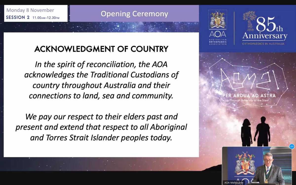 Thanks to Federal Minister for Health and Aged Care The Hon. @GregHuntMP and @sportaustralia Chair <a href="/JosephineSukkar/">Josephine Sukkar</a> AM for speaking at the #AOAASM21 opening ceremony
