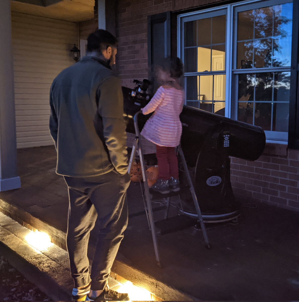 Got my telescope out. First time in a year. Pointed it at what I thought was Jupiter... and it was in a last quarter phase! Hello Venus! Also saw Saturn, the crescent moon, and actual Jupiter with all 4 Galilean moons. Had my daughter draw them to compare with tomorrow night.