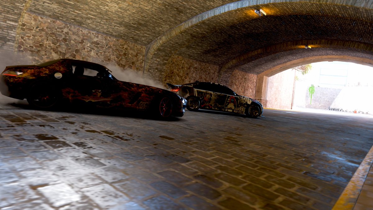 ArtyFtc's tweet photo. Having some fun down the winding mountain road with @TheeSadie. Liveries on both cars are done by @mesasphere (IceRabbitDesign) looking great together. https://t.co/QJBtV3NRmr