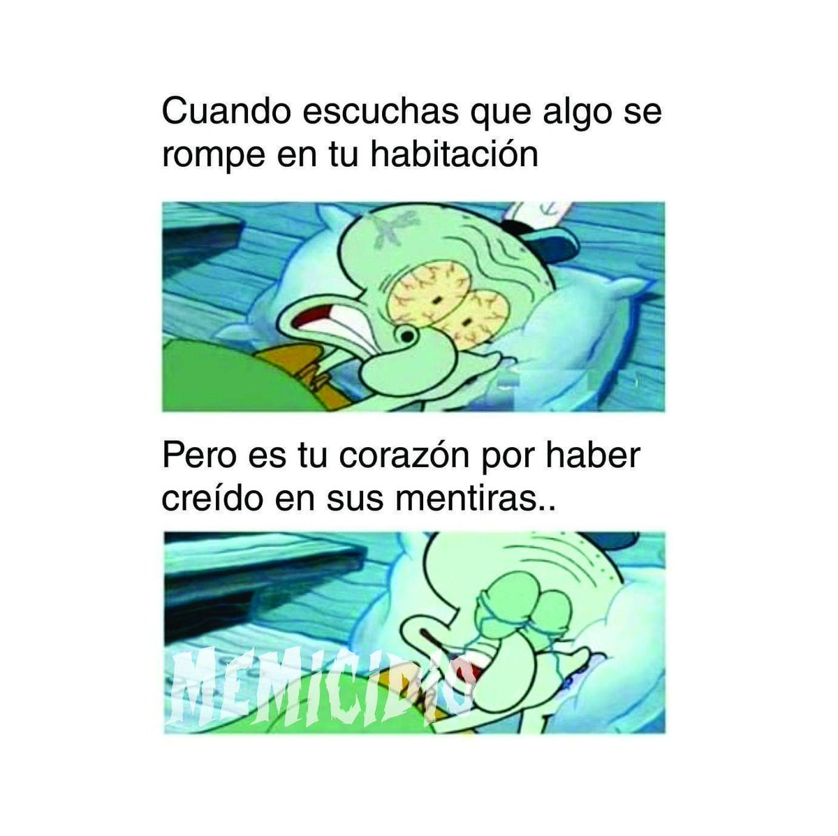 memicidio's tweet photo. Maldita 💔
.
.
.
.
.
#meme #memicidio #mardelplata #humor #corazón #mentira #creer #mentiras #sufrir #llorar #romper #escuchar #tristeza #depresiones 
@bobesponja @nickelodeon @calamardo_.sad https://t.co/QJ9ujbzdl7