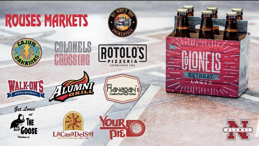 AlumniNicholls's tweet photo. Thanking these businesses again for supporting Colonels Retreat Lager. Official beer for @AlumniNicholls #Colonelpride #ColonelsRetreat https://t.co/yKP5EcvHpR