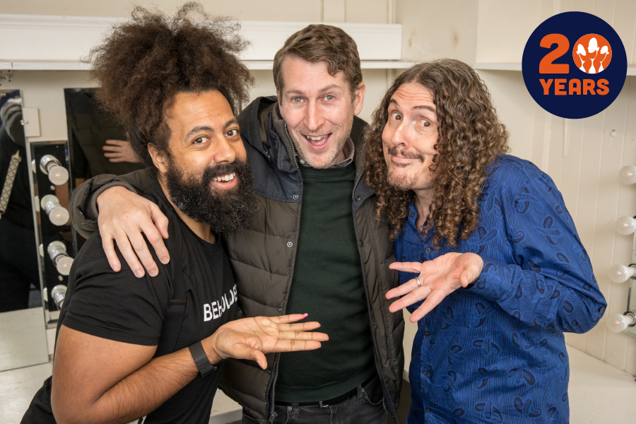 SFSketchfest's tweet photo. #SketchfestFlashback 2017, 16th fest: @reggiewatts @ScottAukerman and @alyankovic before @ComedyBangBang at Marines’ Memorial Theatre. Photo by @JakubMosur.

SF Sketchfest returns to celebrate 20 years January 7-23, 2022! Lineup Announced Nov. 19 / On Sale Nov. 21! https://t.co/BdceL5cJ8I