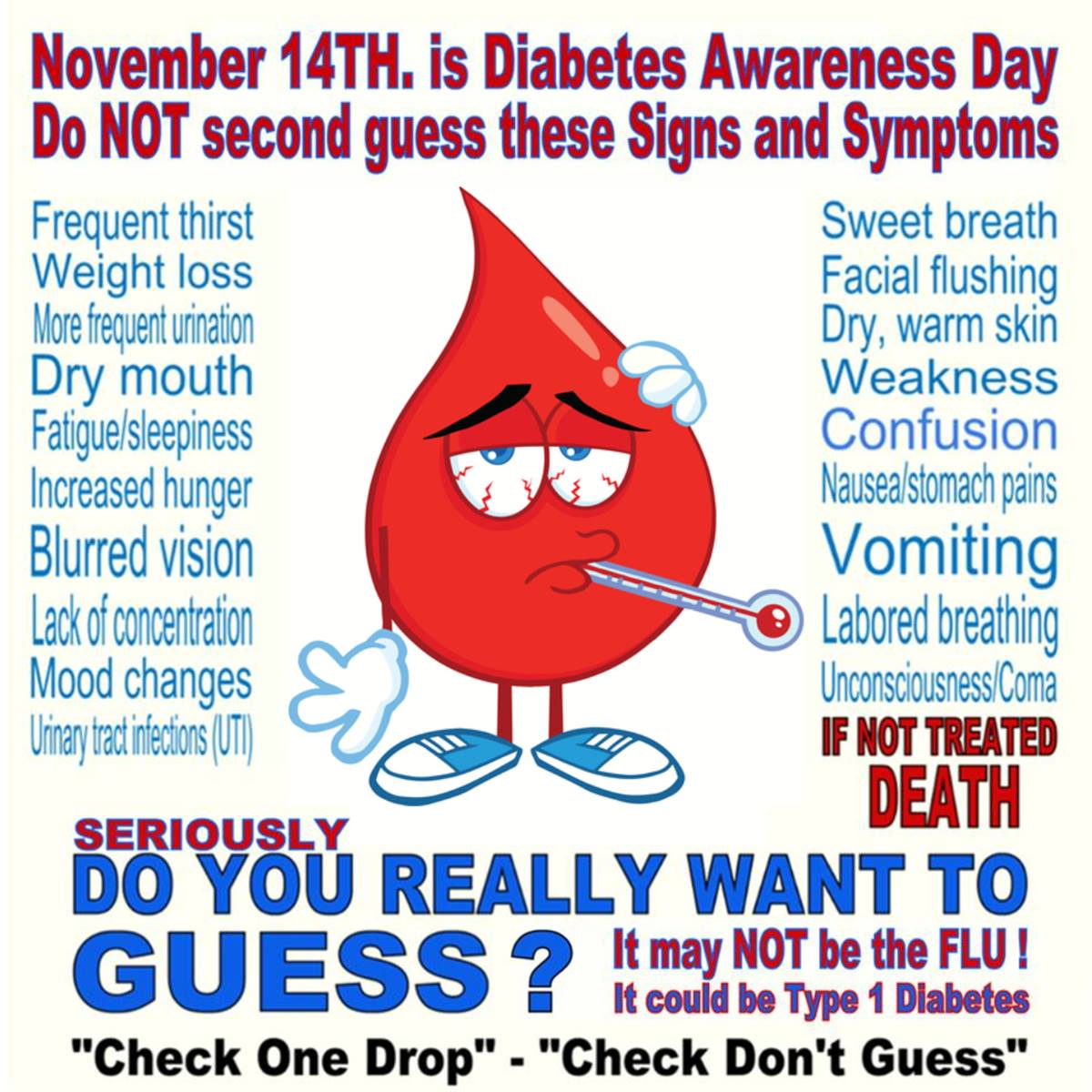 T1D_AWARENESS's tweet photo. Please don't send me home OR to school before you #CheckOneDrop #CheckDontGuess OR do a simple urine test. It might not be the FLU or stomach bug! It could be Type 1 Diabetes, DKA. Don't second guess when some one is ill especially children. #DKA #t1d #WDD2021 #T1DAwareness https://t.co/U3jioemHBX