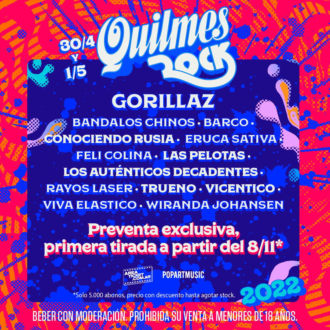 VUELVE EL#QUILMESROCK, EL FESTIVAL QUE CAMBIÓ LA HISTORIA DE LOS FESTIVALES EN ARGENTINA.
Disponibles los primeros 5.000 abonos con descuento exclusivo para las 2 jornadas únicas para un regreso histórico con +50 artistas sobre el escenario.
Abonos 👉 bit.ly/QuilmesRock
