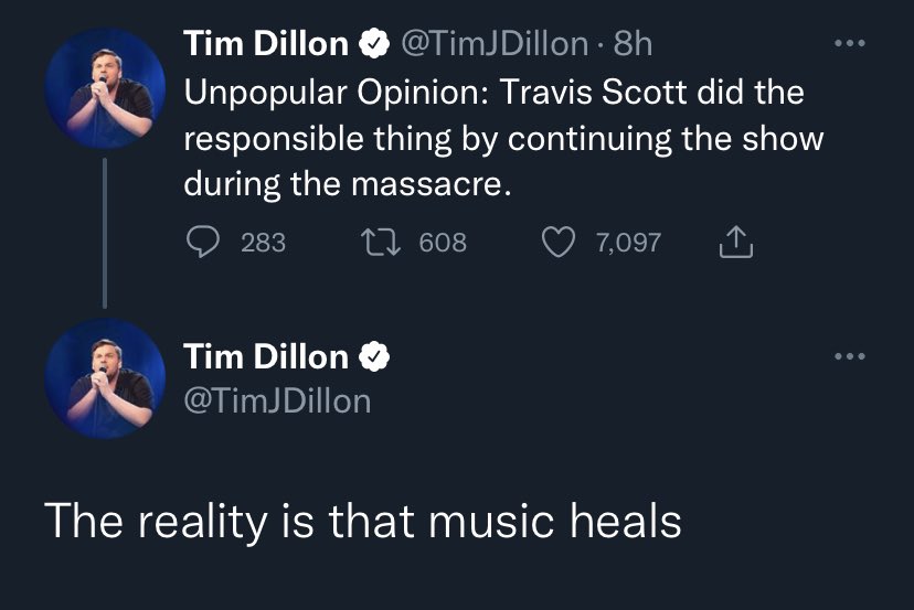saratonintm's tweet photo. Music doesn’t bring people back from the dead, cure the injured, or pay hospital bills bitch #TravisScott #ASTROWORLDFest #AstroWorld2021 https://t.co/Bpn93Feklm