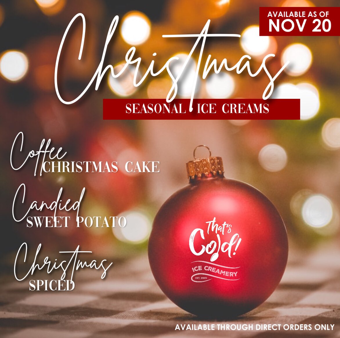 ThatsColdJA's tweet photo. The season is slowly upon us and we are getting your appetites and tastebuds ready for the burst of flavours #ThatsColdJa your #JamaicanIceCreamery #JamaicanIceCream #ChristmasInJamaica #ChristmasFlavours ChristmasLine #Jamaica https://t.co/3BtxP1nltv
