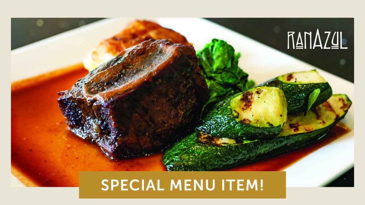 Ranazul's tweet photo. Special menu item this week: Short Ribs! Served with spinach, potato cake, grilled zucchini, and a red wine reduction . . . this entree will solve all your problems. Stop by Ranazul to get yours before they're all gone. 
8171 Maple Lawn Blvd
(301) 498-9666
https://t.co/yLzgPqoHQw https://t.co/8PTrKSmAOu