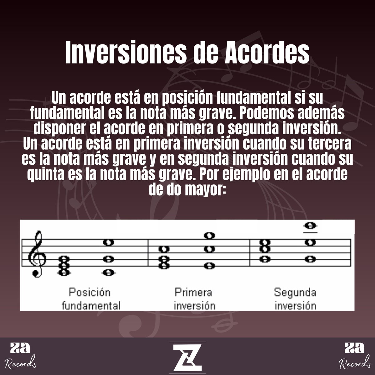 za_records's tweet photo. Las inversiones de acordes son variaciones del mismo acorde. Cuantas más notas tenga un acorde, más inversiones posibles. Las inversiones de acordes añaden variación, emoción y transiciones más suaves entre los acordes en una progresión.
#productormusical #tipsmusicales #armonias https://t.co/zwNK56H22C