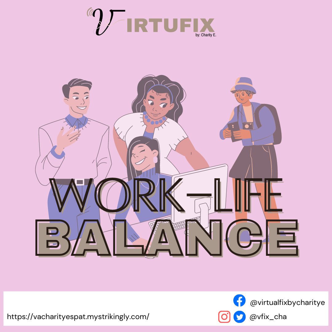 vfix_cha's tweet photo. WORK-LIFE BALANCE 🙇

 Work-life balance is where you set a specific time for work and for other aspects of your life.
As your VA, I can help!

Reach us on:
Facebook: https://t.co/rgeaKNNuu9
Website: https://t.co/tNY1H5m0K3"
#virtualassistant #virtufixbycharitye #worklifebalance https://t.co/ojC3RusRU2