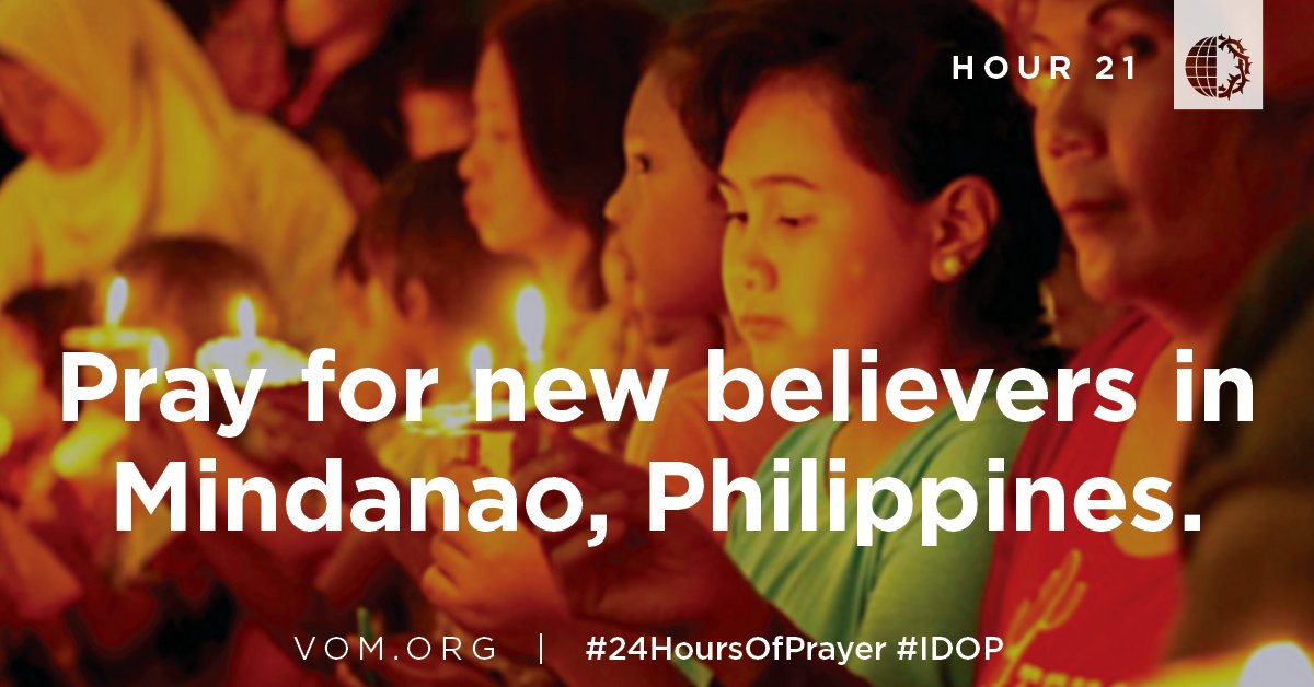 VOM_USA's tweet photo. Pray for new believers in the Philippines' Muslim-majority Mindanao Island, who endure various forms of persecution. Islamists often threaten and attack Christians, and many have been killed. #24HoursOfPrayer #IDOP https://t.co/Z6SgAYiaOI