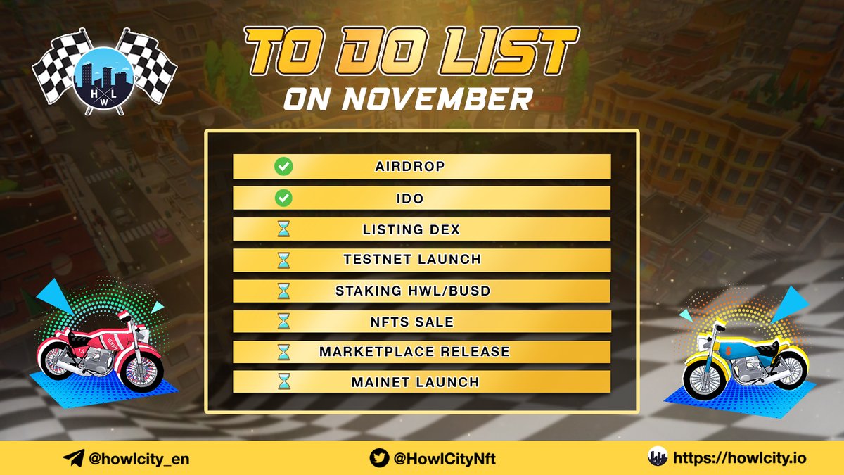 Howl City To-do List in November 🚀After finishing 'listing dex' and 'testnet launch', let's move on to the next goals🔥