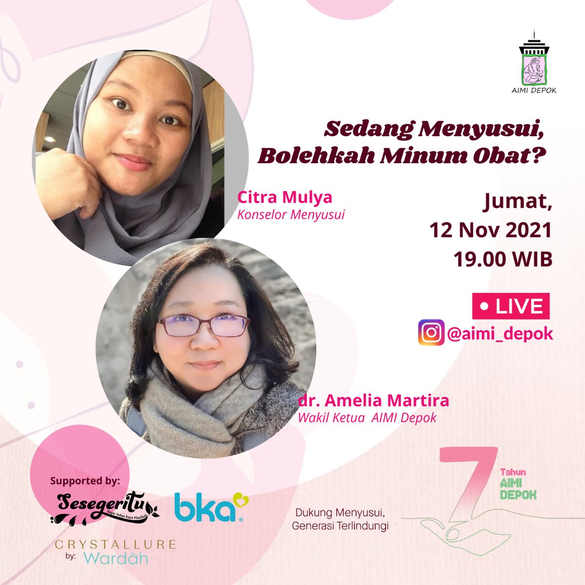 Ada kalanya seorang ibu menyusui terpaksa mengkonsumsi obat obatan. Bgm interaksi obat2an tsb dgn kegiatan menyusui ibu? Live ig pada Jumat 12 Nov pk 19 WIB tentang "Sedang Menyusui, Bolehkah Minum Obat?" #7thnAIMIDepok
#asi
#menyusui
#mothertomothersupport
