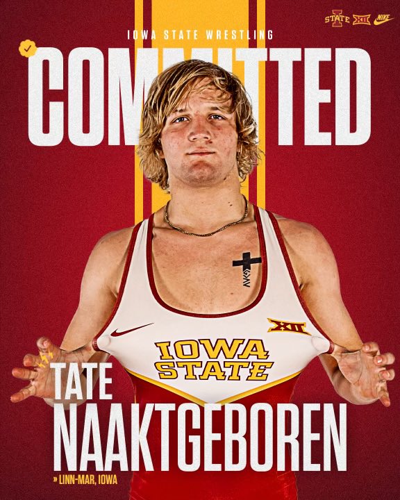 I’m excited to announce my commitment to Iowa State University!!! I want to thank my family, coaches at @linnmarwrestling @biggamewc , and friends for all the support and sticking with me through the process. ROLL CLONES BABY🟡🔴🌪