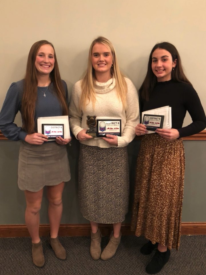 VbLadycavs's tweet photo. Congrats to 3 of our very own for earning All District Honors.  @JennaLeugers @anneliseharley5 and Spencer Etzler. Also to  @madison60785046 who’s not pictured. She was busy being a beast in another sport:) https://t.co/Jju7OekEIJ