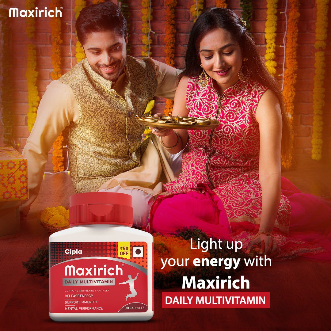 maxirich_in's tweet photo. Take good care of your immunity and stay energized this festive season by adding a dose of Maxirich Multivitamins to your diet.
#ImmunityKaDailyDose #maxirich #dailymultivitamin #micronutrients #immunity #nutrition @Cipla_Global https://t.co/aVcPAn9lCX