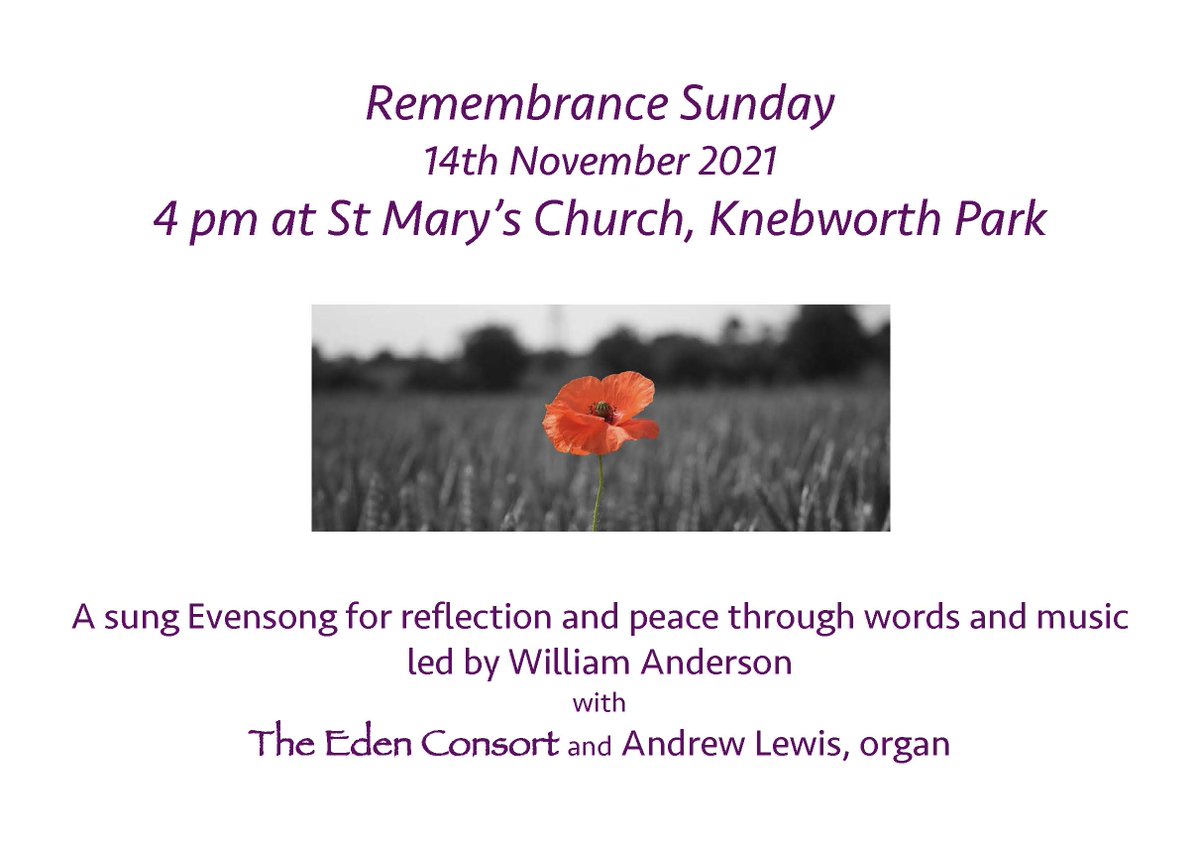 Sunday 14th November at 4pm:
St Mary's Church, Old Knebworth - an Evensong for Remembrance Sunday
We will remember them 💗