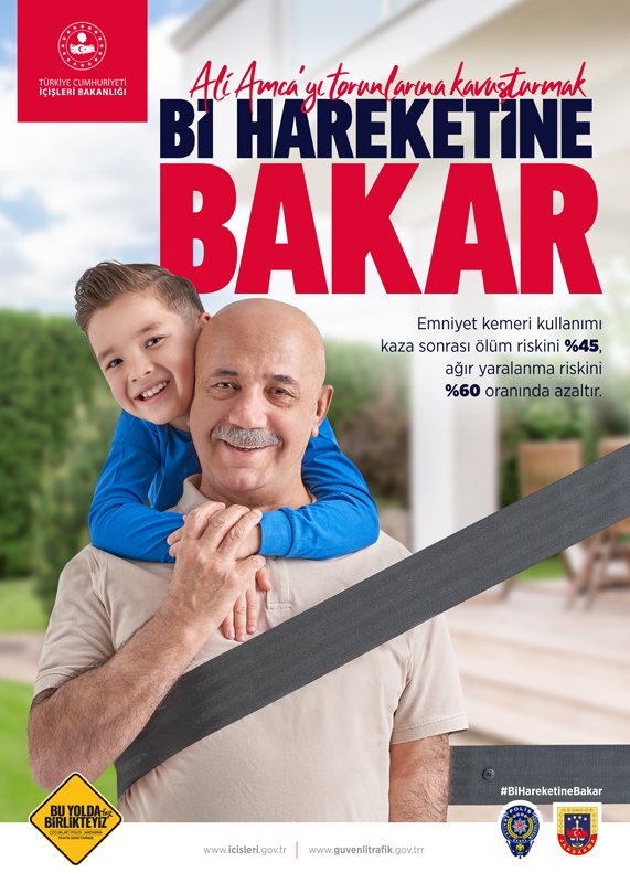 #BiHareketineBakarHayat

Emniyet Kemeri Kullanımı;

Kaza sonrası can kaybı riskini %45

Ağır yaralanma riskini %60 oranında azaltır.