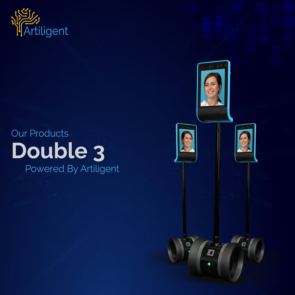 ArtiligentS's tweet photo. Revolutionise the way you work with self driving. Introducing Double 3 Robots - A two-wheeled video conferencing robot that makes working remotely effortless. 
Connect with us for a free demo!

#ExperienceIntelligence #Artiligent #AreYouReady #FutureIsCalling #robotics #Double3 https://t.co/GpcYU260lf