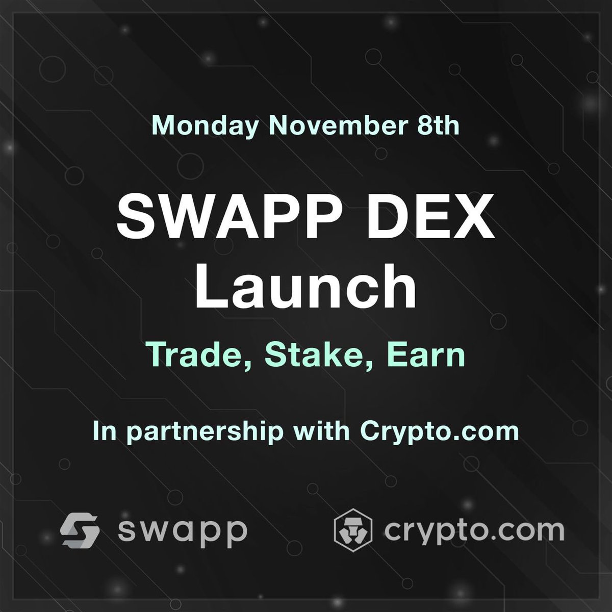 LAUNCHING TODAY !!! 

Thrilled to participate in the beginning of <a href="/cryptocom/">Crypto.com</a>’s <a href="/cronosapp/"></a> with the launch of our decentralized exchange (Dex) for the chain.

With thousands of users already in the presale / currently holding, we expect to be the most used Dex on Cronos.