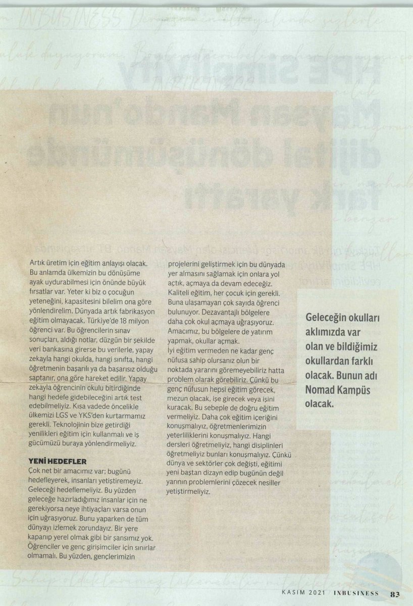 Uğur Okulları (@ugurokullari) on Twitter photo BUEK Başkanımız Sn. <a href="/EnverYucel/">EnverYucel</a> , <a href="/inbusiness/">Inbusiness</a> Dergisi'nin 'Geleceğe Mektuplar' isimli bölümünde eğitim ile ilgili bir mektup kaleme aldı:
"Eğitimi yeni baştan dizayn edip bugünün değil yarının problemlerini çözecek nesiller yetiştirmeliyiz."
#UğurluOlmak BUEK Başkanımız Sn. <a href="/EnverYucel/">EnverYucel</a> , <a href="/inbusiness/">Inbusiness</a> Dergisi'nin 'Geleceğe Mektuplar' isimli bölümünde eğitim ile ilgili bir mektup kaleme aldı:
"Eğitimi yeni baştan dizayn edip bugünün değil yarının problemlerini çözecek nesiller yetiştirmeliyiz."
#UğurluOlmak