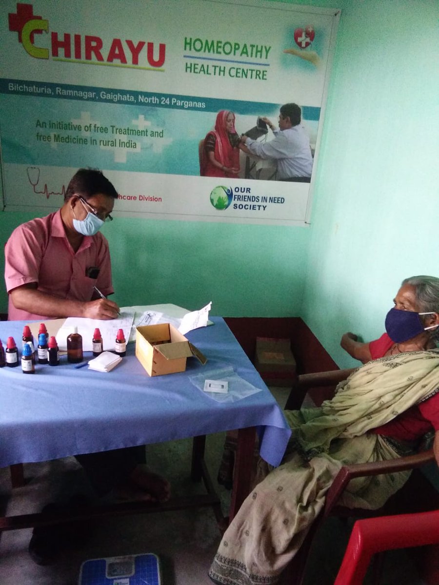 ofinsociety's tweet photo. OFINS is providing Free Healthcare Service through Chirayu Homepathy Health Centre - Badu Mathgram Unit and Gaighata-Bilchaturiya Unit. Underprivileged people are getting regular treatment and medicine. https://t.co/JCwqrMhLxs