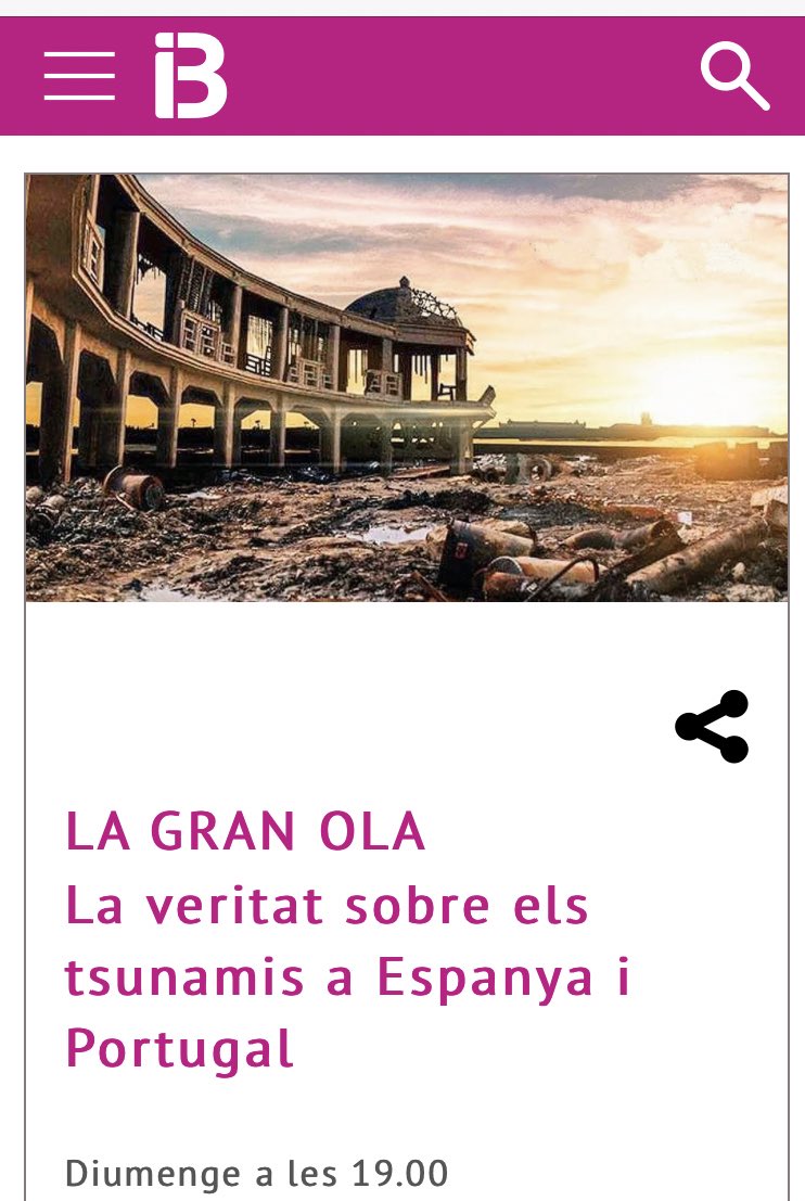 xiscoroig's tweet photo. Ahir @IB3televisio va emetre el reportatge sobre #tsunamis: la cran ola, i ni una menció a #Balears, que presenta alt risc de tsunami  cc/ @kikeeonate @geocastaway @IGME1849 @NitePep @Meteo_Menorca @rosataberner @JorgeMACSAN @PetroMet https://t.co/cifDUEi3S4