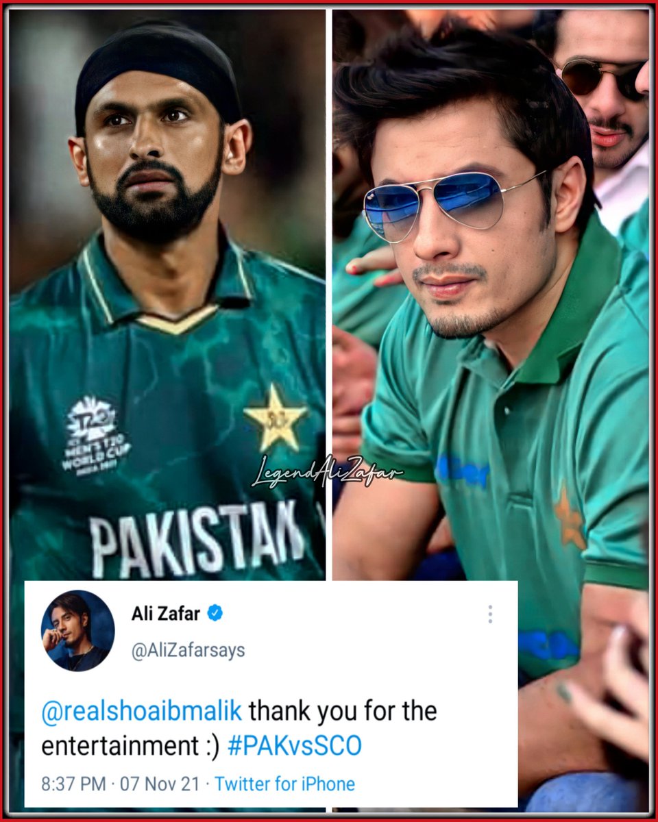 LegendAliZafar's tweet photo. Congratulations Team Pakistan On Such An Incredible Win 🇵🇰🎉❤✌🏻 @AliZafarsays @realshoaibmalik
#alizafar #shoaibmalik #legendalizafar #T20WorldCup #T20WorldCup21 #pakistan #cricket #pakistancricket #babarazam #shoaibakhtar #pakvssco #pakistanvsscotland #saniamirza https://t.co/fzVsgPaXFC