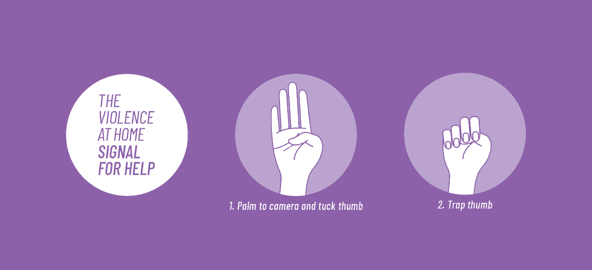 farrahsafiakhan's tweet photo. #SignalForHelp is a simple one-handed sign a person can use to silently show they need help &amp; want someone to check in with them in a safe way. Launched by @cdnwomenfd in response to #COVID19 it is now being shared by partner organizations around the world https://t.co/SNJ109DgEl https://t.co/NufzIut8qO