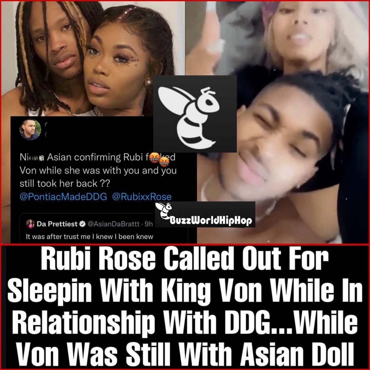buzzworld777's tweet photo. #RubiRose is being called out for messing with #kingVon and being friendly with Asian while rubi still dating #DDg . Asian confirmed and said she been knew about the situation. 🥶👀 #RipVroy 🕊Thoughts!? @Buzzworldhiphop https://t.co/ebxSG5V1Vk