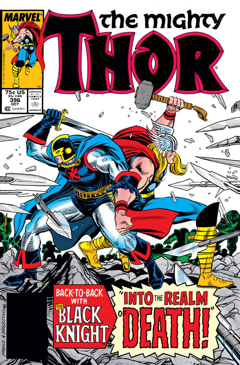 If you thought the cover to #BlackKnight: Curse of the Ebony Blade #5 looked familiar this year, then maybe that's because in October 1988 you were reading Thor 396 https://t.co/4Zu2YWkTxq