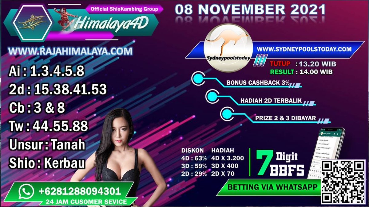SAnggrianis's tweet photo. PREDIKSI SYDNEY 08-11-2021
PROMO

BONUS ROLLINGAN SLOT 0.7%

CASHBACK CASINO 5 % - 10%

cASHBACK SPORTSBOOK 5%

CASHBACK TOGEL 3%

BONUS REFERAL 1% - 3%

BONUS REFERAL SLOT 0.3%

Link Com : https://t.co/QODZy0inIm

Link Wap : https://t.co/EjsVgB9g6k https://t.co/HZGjLBoSwo