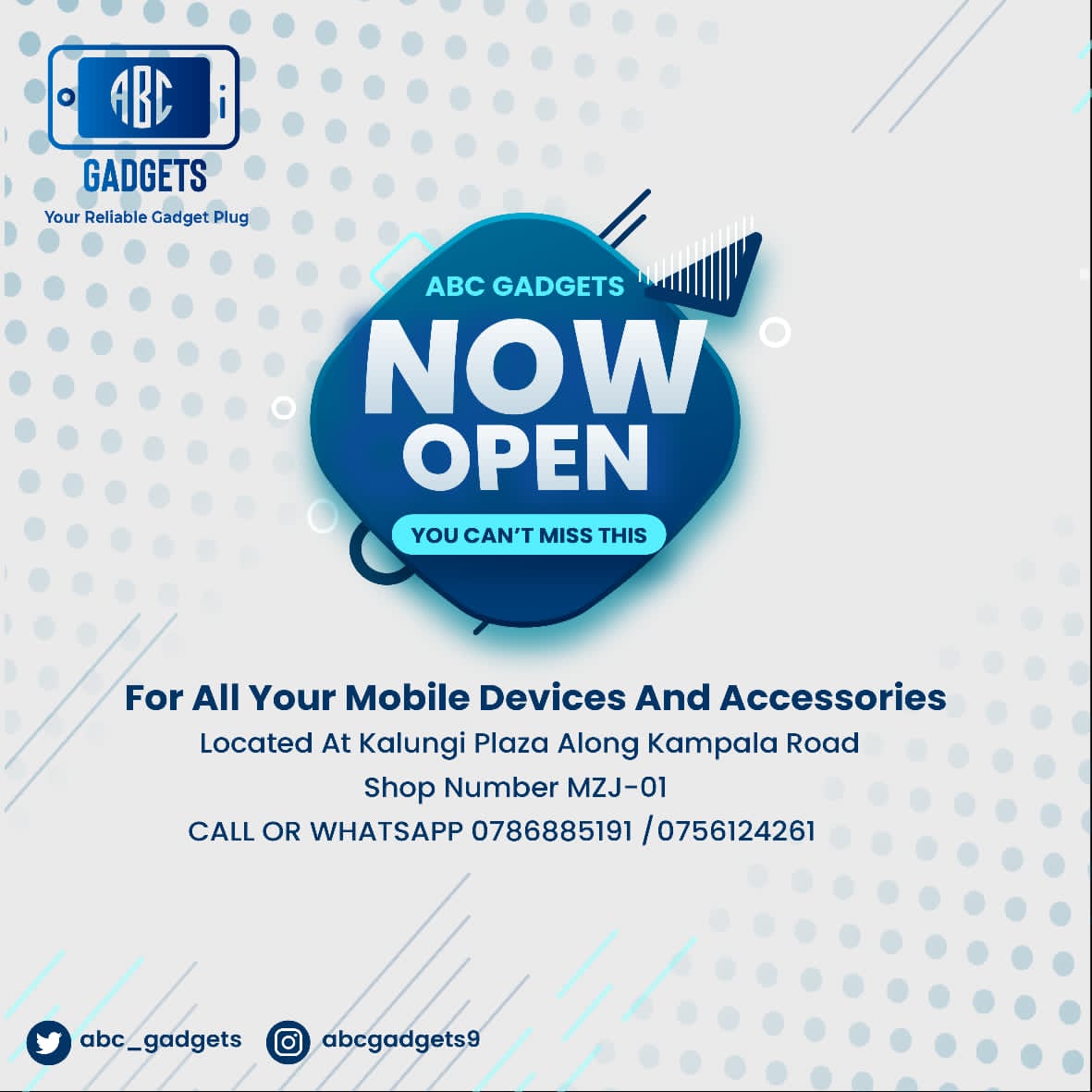 manty_flex's tweet photo. @Hbamulinde Pass by ABC Gadgets for your next new device or accessory. We got all mobile devices & accessories at the most affordable prices around town. We also do make free deliveries around Kla π΅ππ―. Contact +256756124261 to place your order. #abcgadgetsplug https://t.co/Cyos7ZdtVw