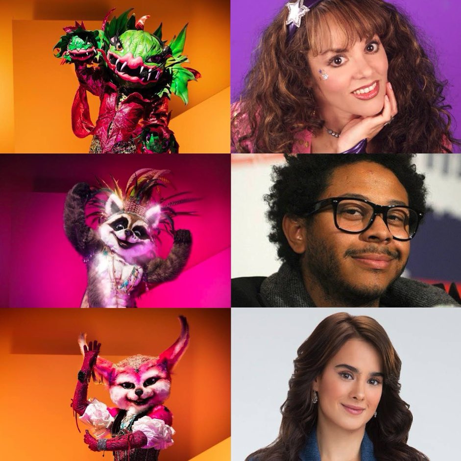 SoyHaroldConH's tweet photo. Para mí estos son los artistas que continúan en #QuiénEsLaMáscara 
#CarnivoraEs Tatiana 🌺
#ApacheEs Kalimba 🦝
#GitanaEs Gala Montes 🦊
#HuevaEs Emilio Osorio 🥚
#PerezosoEs Erik Rubín 🦥
#SapoEs Noel Schajris 🐸
#LeonaEs Dulce María 🦁
#AndroideEs Sandra Echeverría 🤖 https://t.co/dcxI67Rmwl