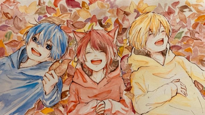kaito (vocaloid) ,meiko (vocaloid) multiple boys blue eyes hood hoodie blonde hair blue hair animal ears  illustration images
