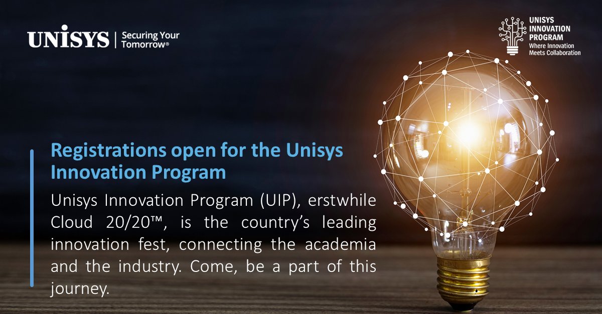 UnisysIndia's tweet image. Registrations are open for Unisys’ 13th annual technical project competition featuring a new name: The Unisys Innovation Program (UIP).
Click here bit.ly/3lXwV9T to read more about the contest and registration process. 
#Innovation #Technology #TechForStudents