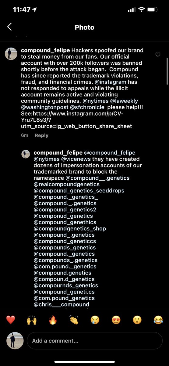padrelife's tweet photo. @nytimes @instagram @washingtonpost @sfchronicle hackers spoofed our identity and are stealing from our fans! @instagram and @facebook have not responded to our takedown requests for trademark violations. Our official account was banned shortly before the attack. Help! https://t.co/ybBZZOuX6t