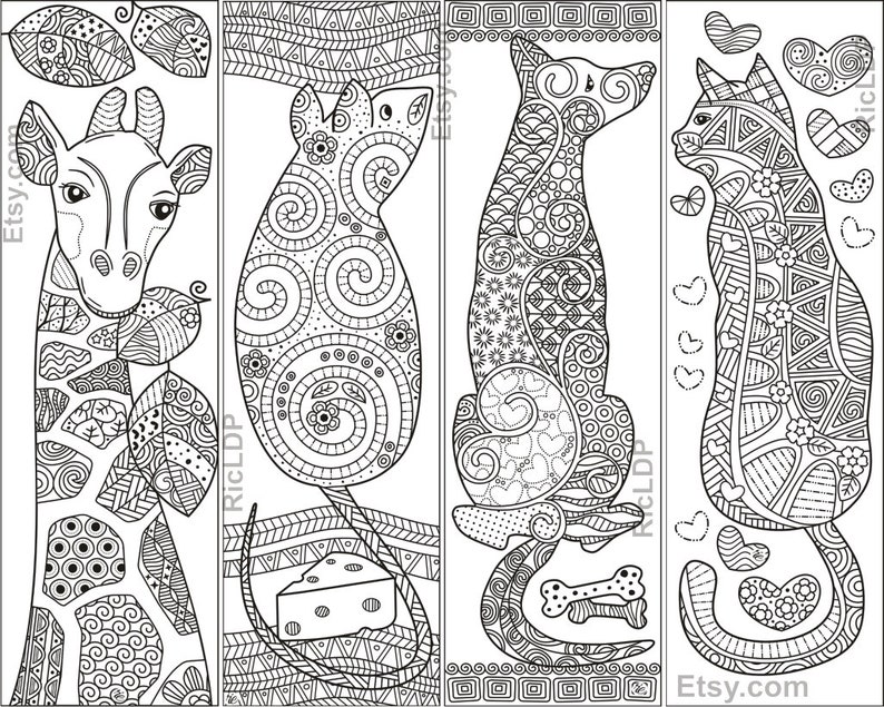 ricldp artworks on twitter animal zentangle coloring bookmarks https t co excv8gmuon zentangle adultcoloring coloringbookmarks catsontwitter printable diy https t co xtwlqfpsb3 twitter