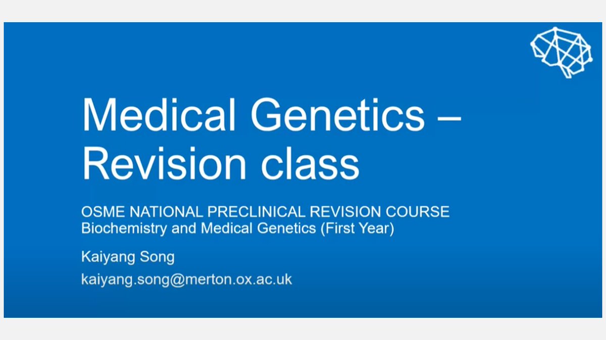 GeneticsLearn's tweet photo. "Medical Genetics", 1h overview video. Perfect for pre-med/med student rotators. https://t.co/I8SBxD9O6p

By Kaiyang Song, Osler Society for Medical Education https://t.co/Gr8aIQMM51