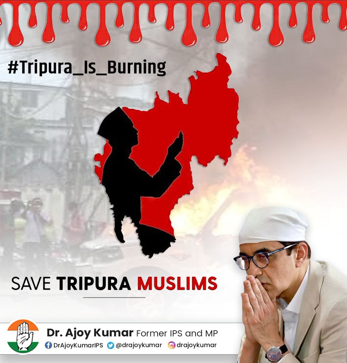 drajoykumar's tweet photo. Save Tripura!
#Tripura_Is_Burning  #TripuraViolence 

 @RahulGandhi @INCTripura @INCIndia https://t.co/vKFyr2Zu1P