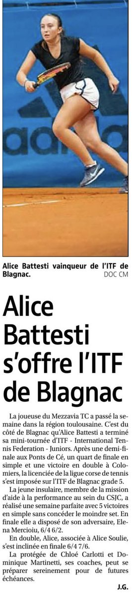 Alice BATTESTI - vainqueur de l’ITF